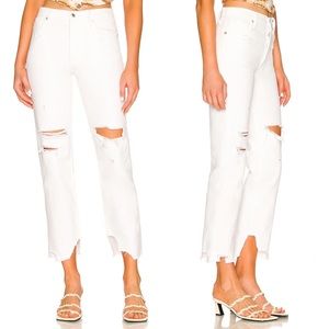 Free People Tapered Baggy High Waist Boyfriend Jeans Chalk White Size 30